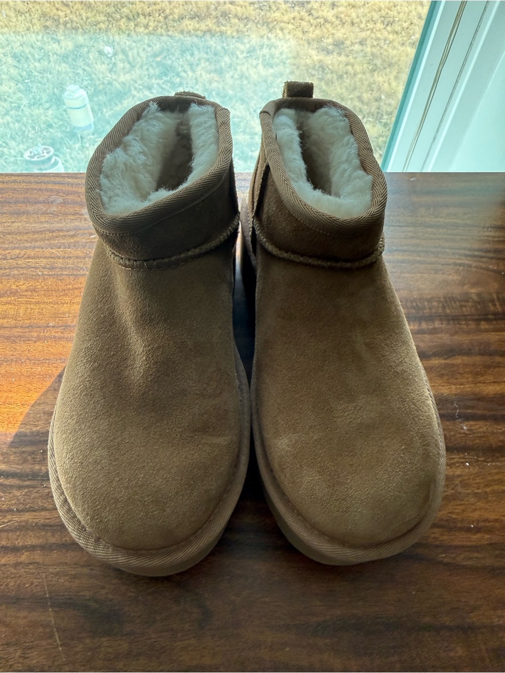 Women’s Brown Suede Shearling-Lined Slip-On Boots